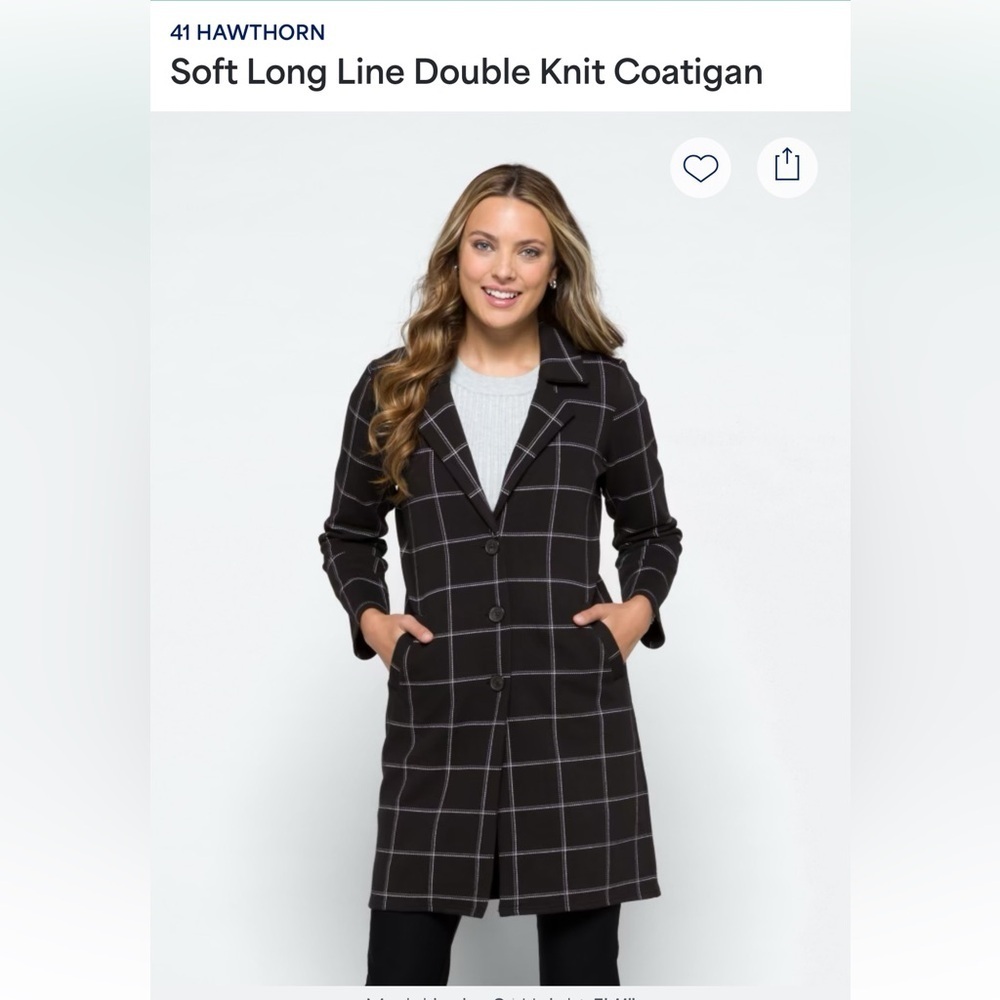 41 Hawthorn Black and White Checkered Coatigan Size L